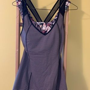 Lulu lemon tank with stripes and butterflies